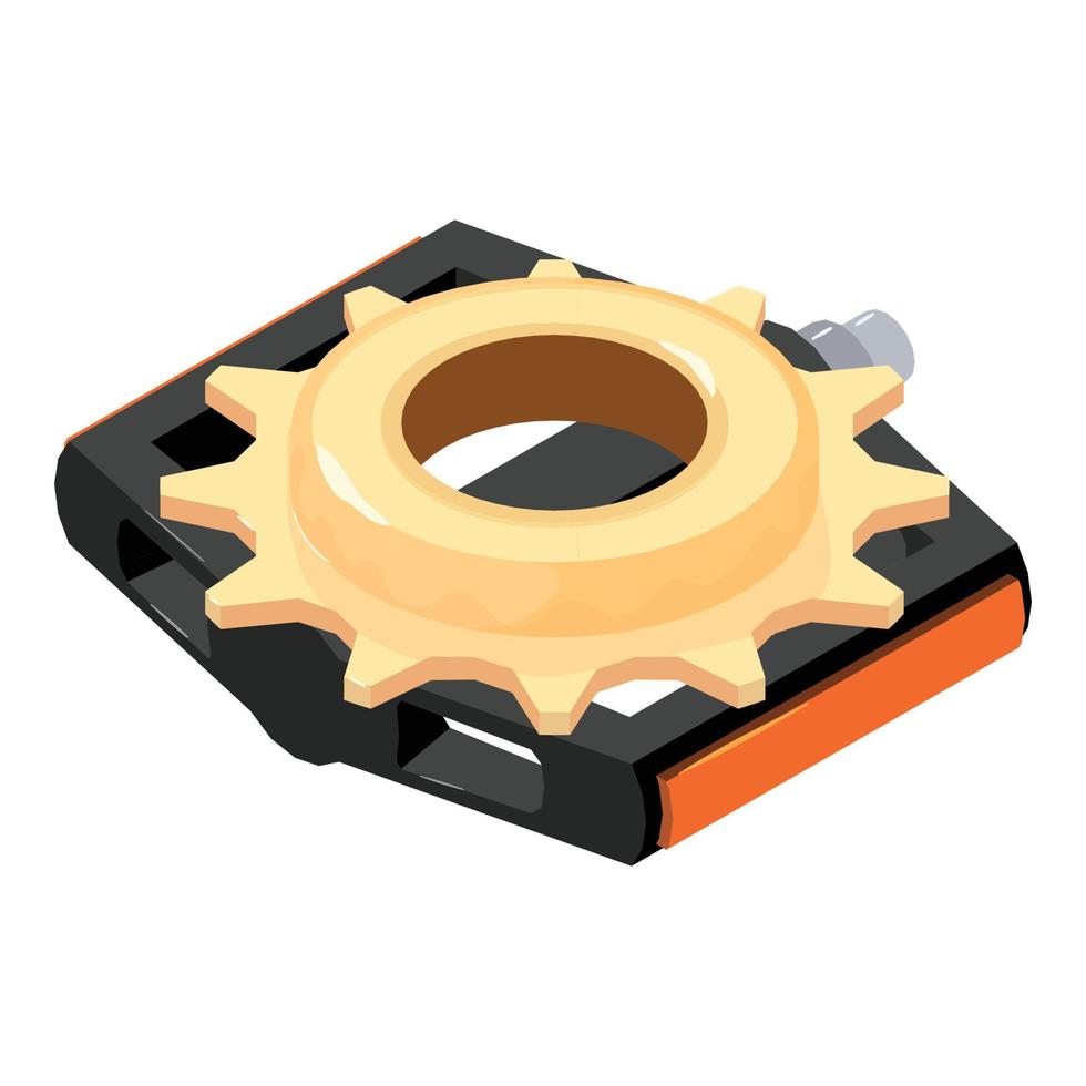 Bike part icon isometric vector. Single speed freewheel sprocket bicycle pedal vector