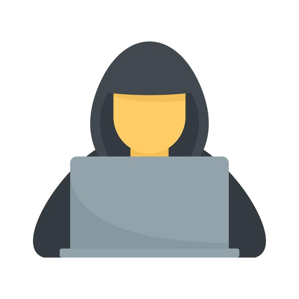 Hacker with hood icon flat isolated vector