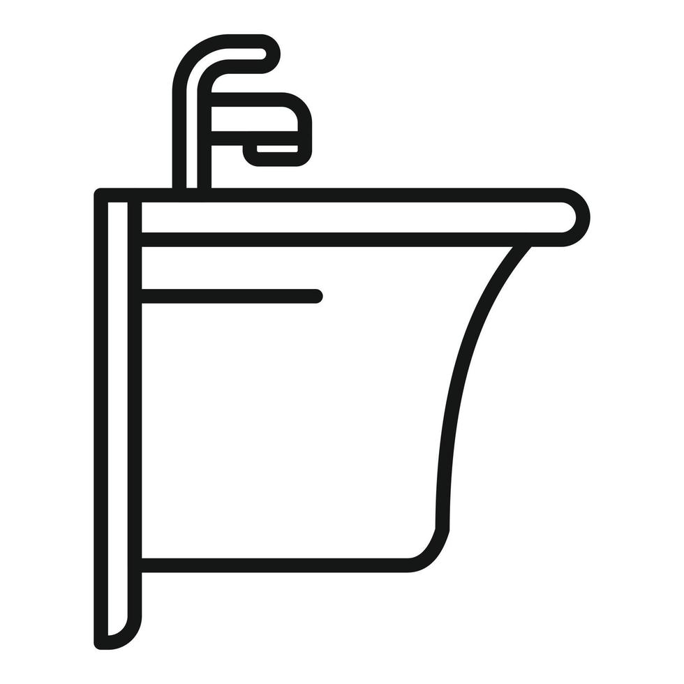 vector de contorno de icono de lavabo. inodoro wc