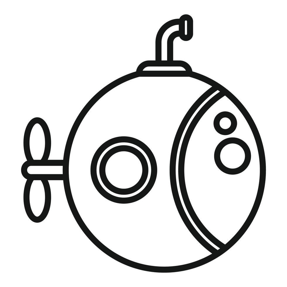 vector de contorno de icono submarino. barco de mar