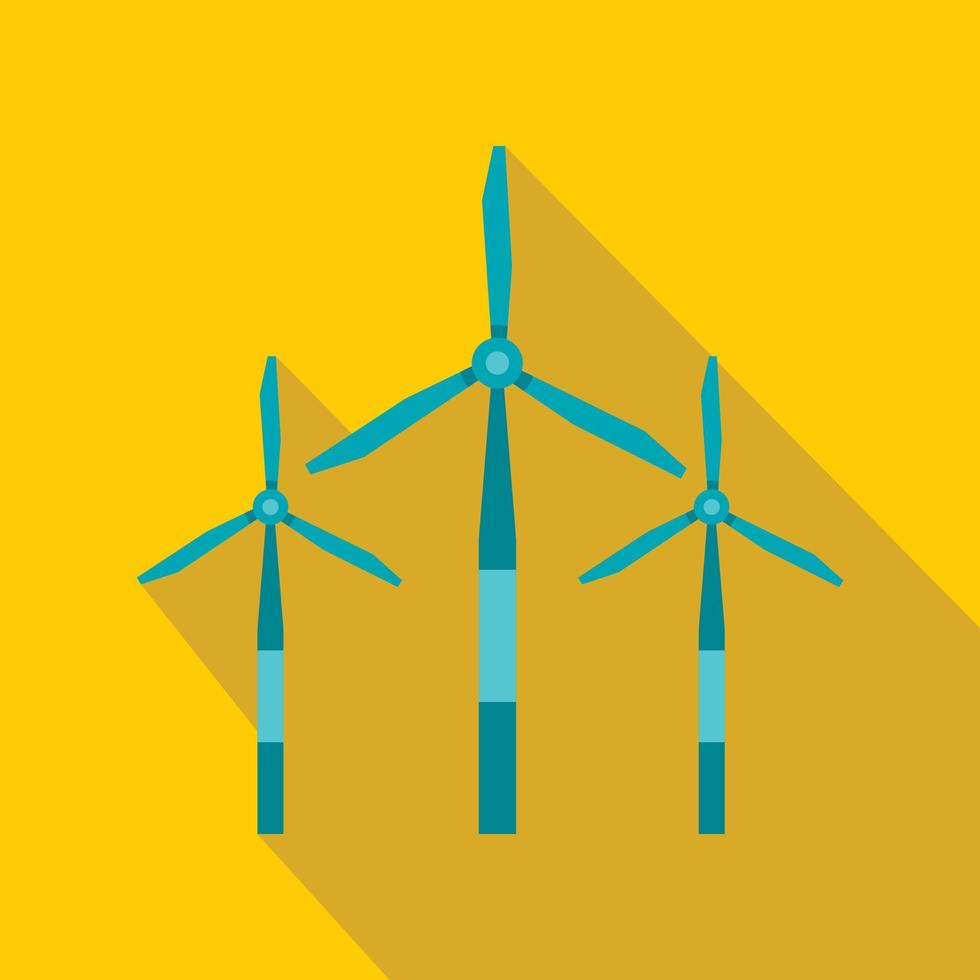 Wind turbine icon, flat style vector