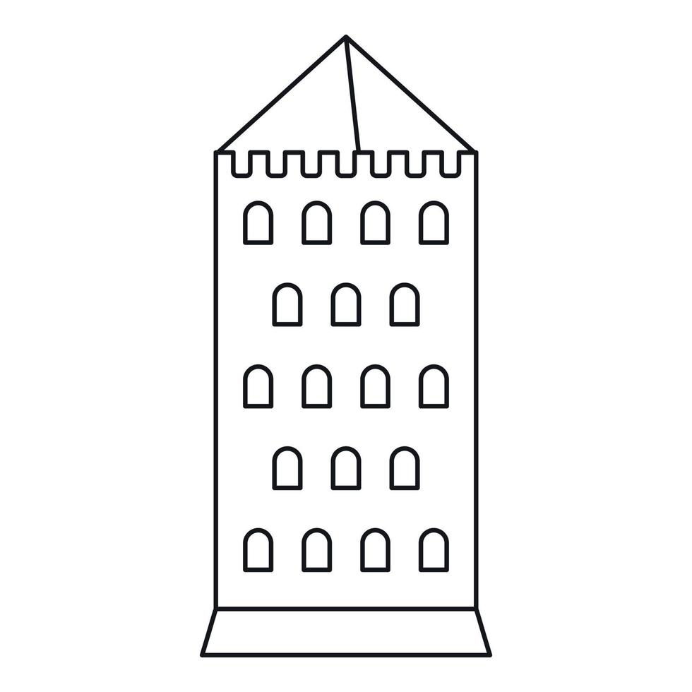 Castle tower icon, outline style vector