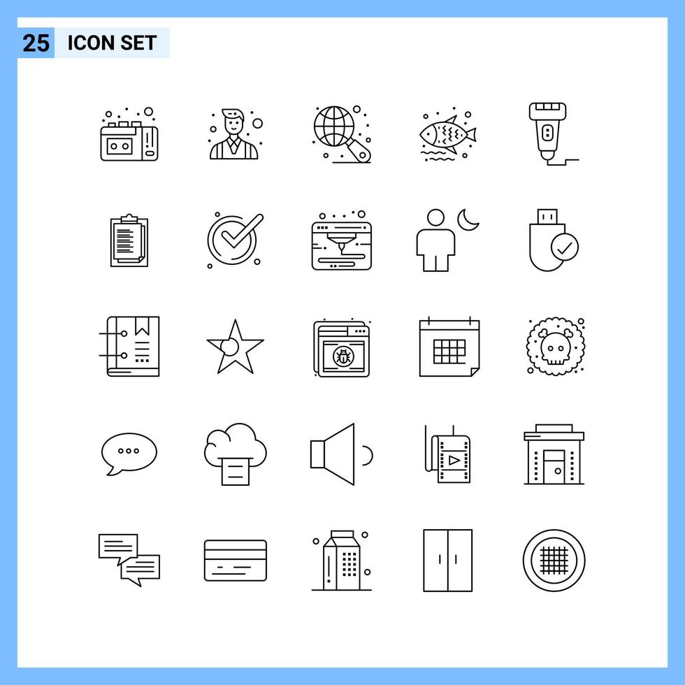 25 Icons. Line style Creative Outline Symbols. Black Line Icon Sign Isolated on White Background. vector