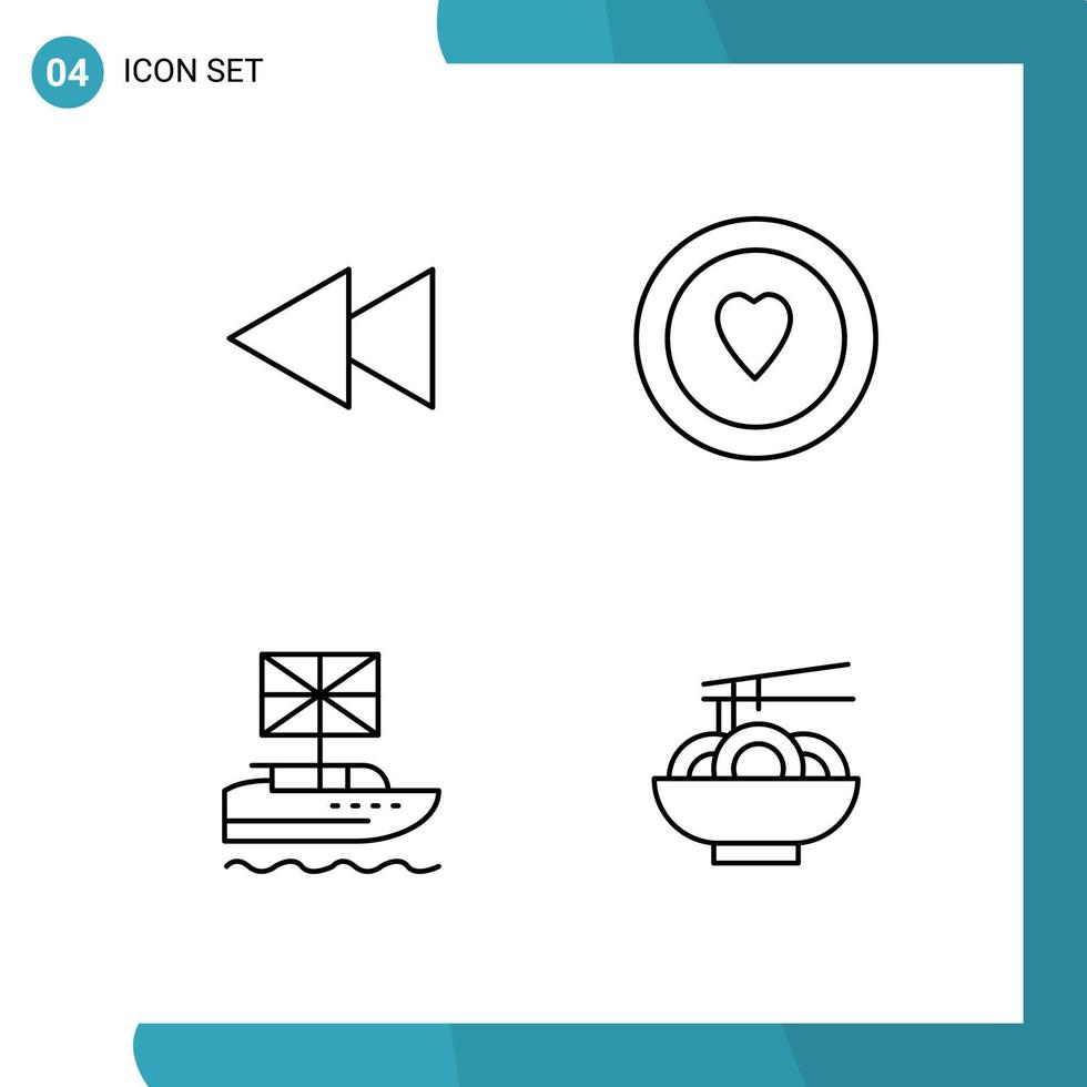 Vector Pack of 4 Outline Symbols. Line Style Icon Set on White Background for Web and Mobile.