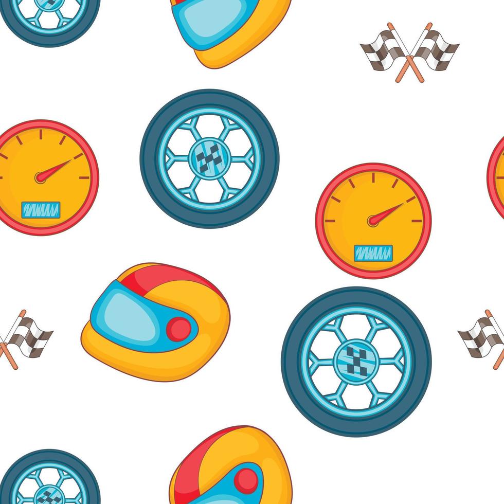Racing elements pattern, cartoon style vector