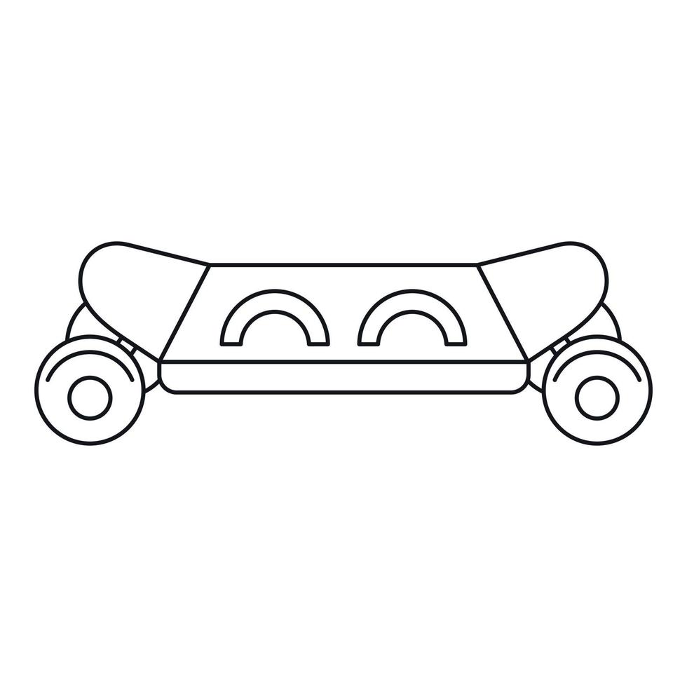 Skateboard icon, outline style vector