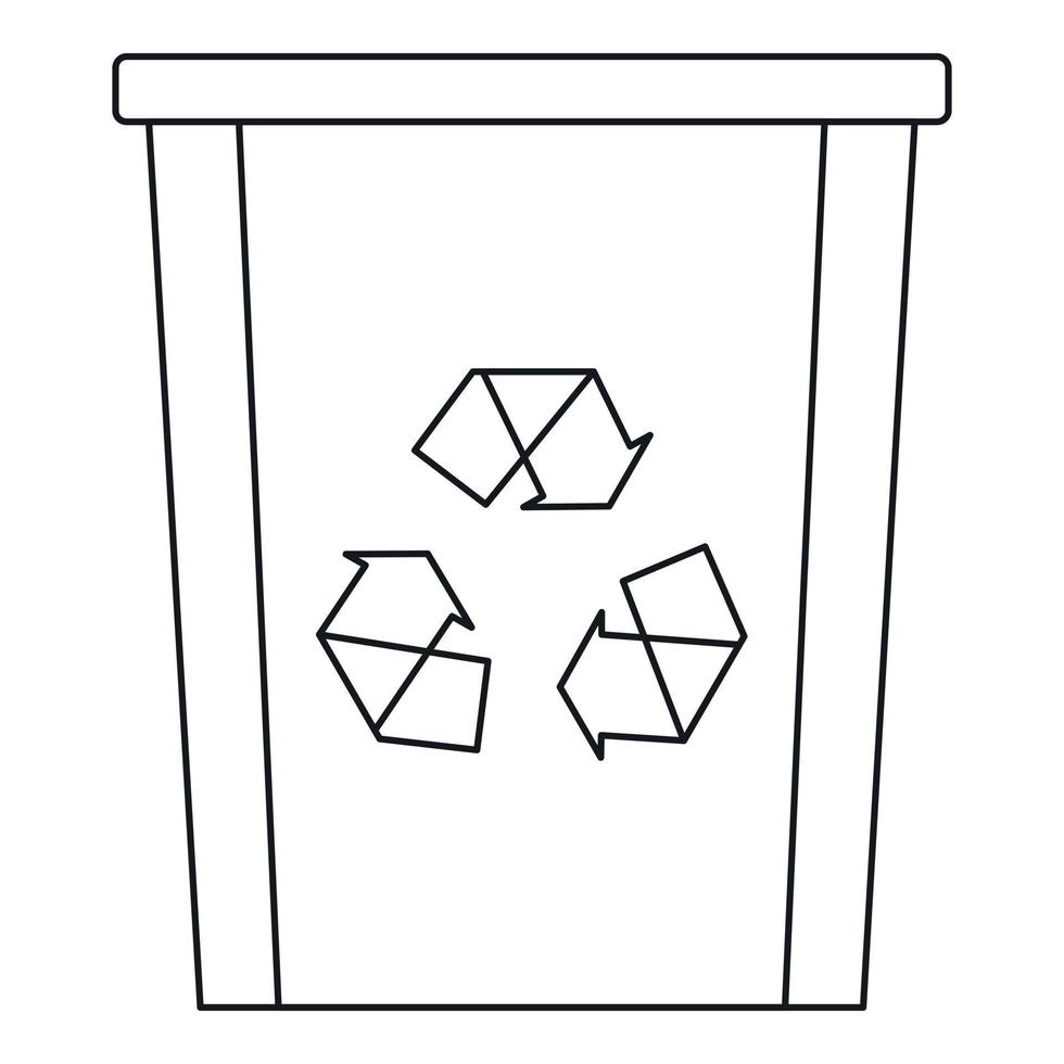 icono de papelera de reciclaje, estilo de contorno vector