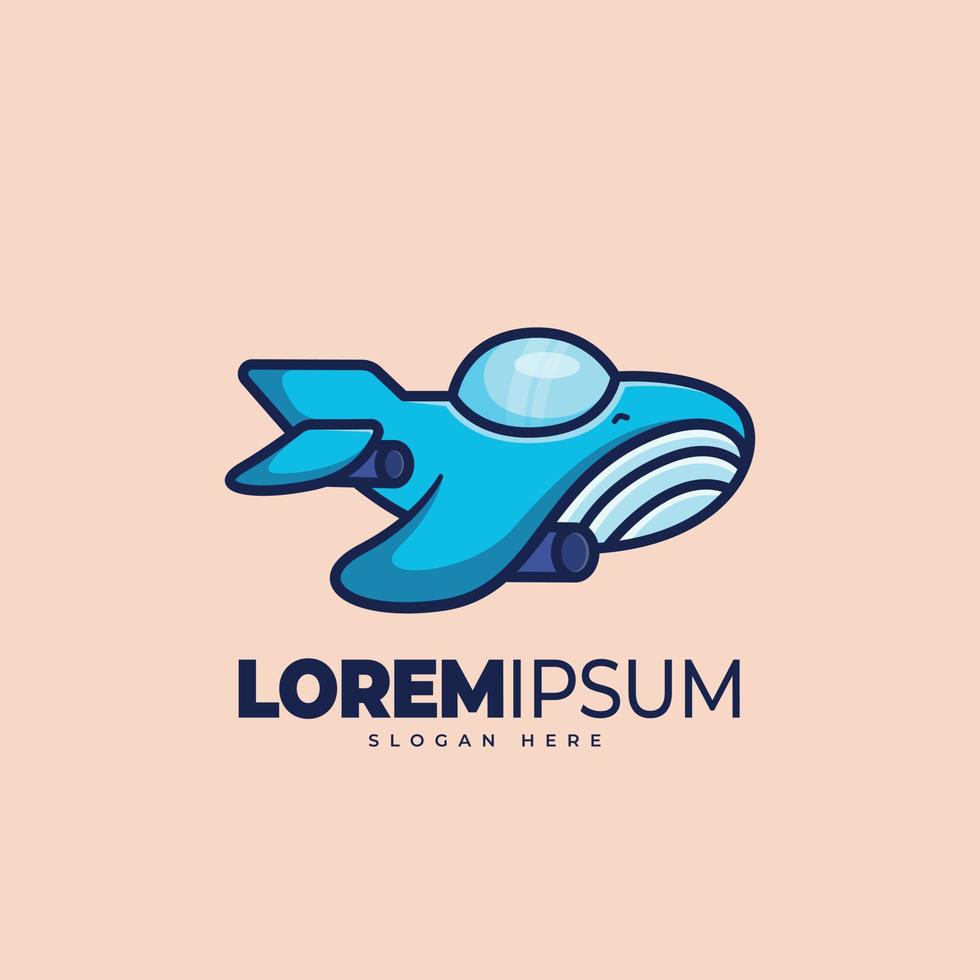 Whale plane logo template vector