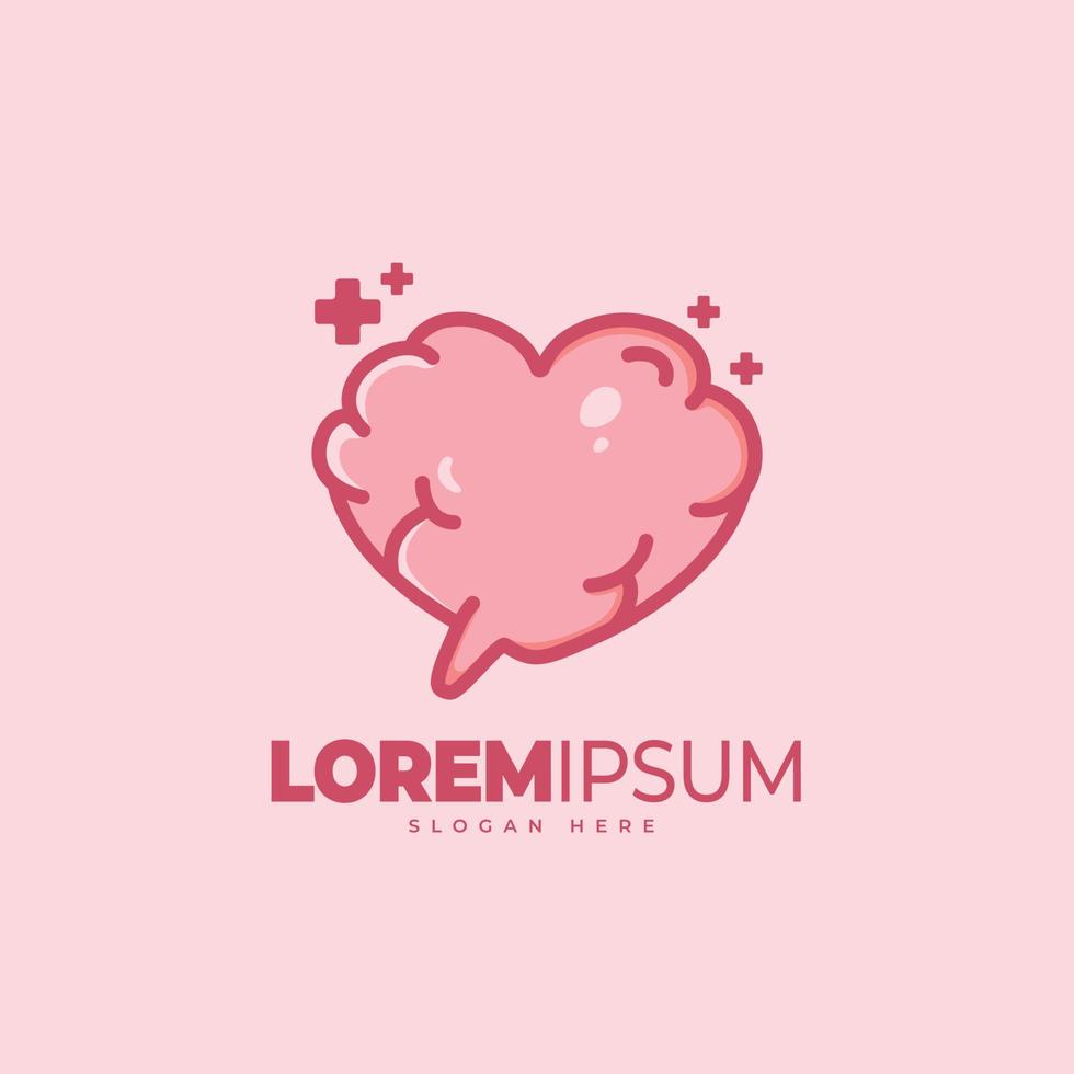 Love brain logo template vector