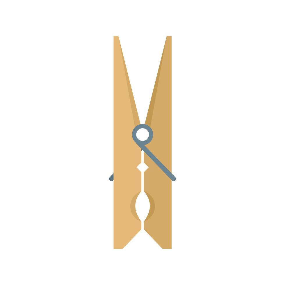 Wood clothes pin icon flat isolated vector