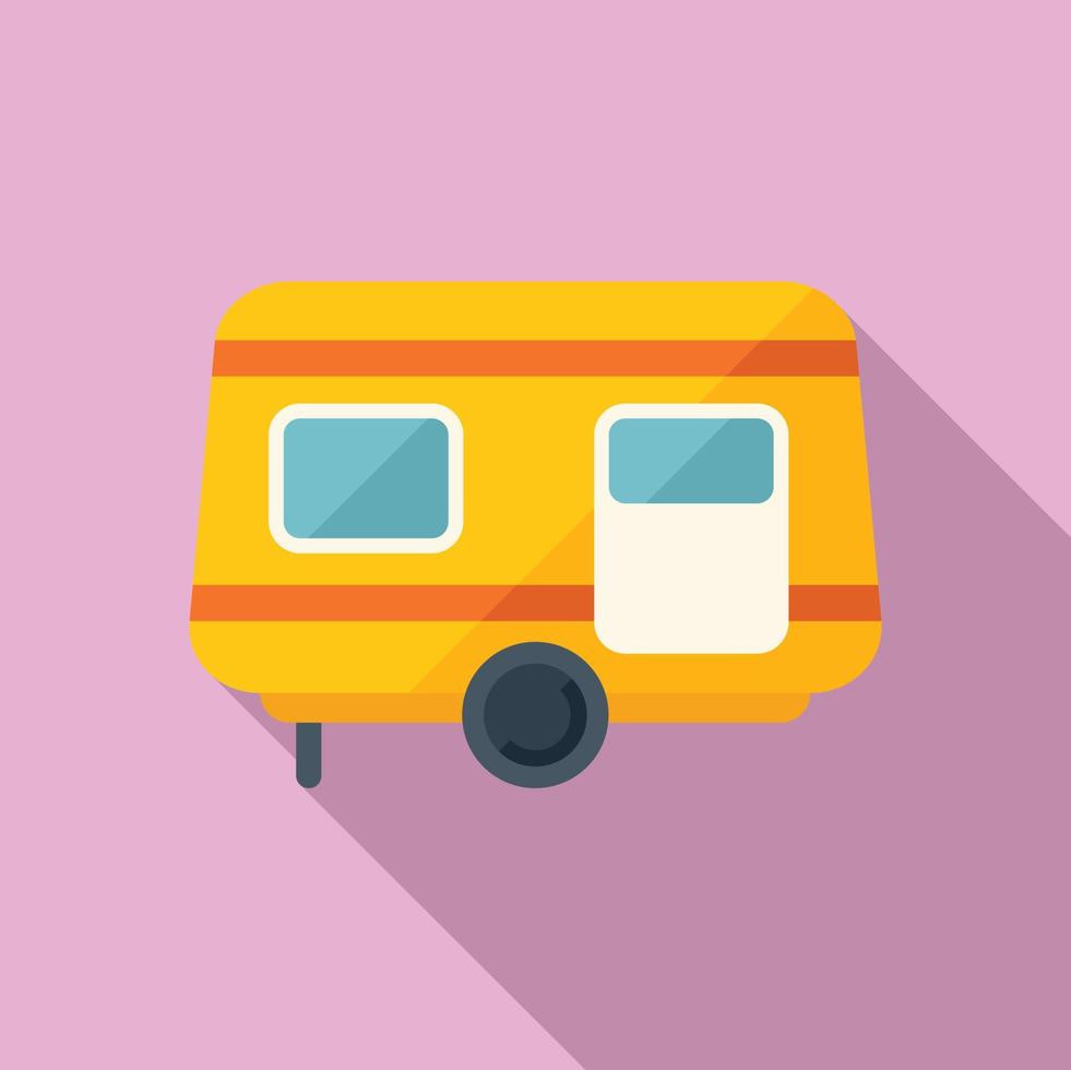 Trip trailer icon flat vector. Auto camper vector