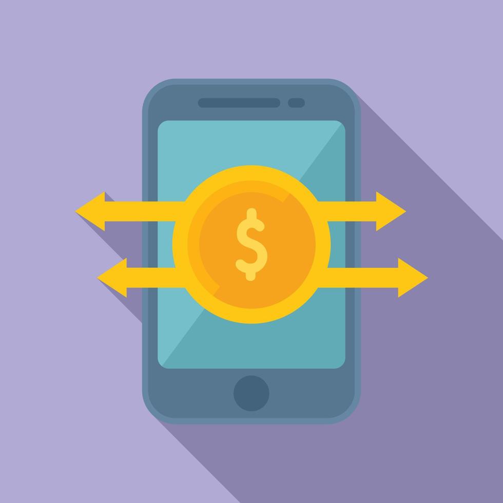 Smartphone monetize icon flat vector. Media content vector