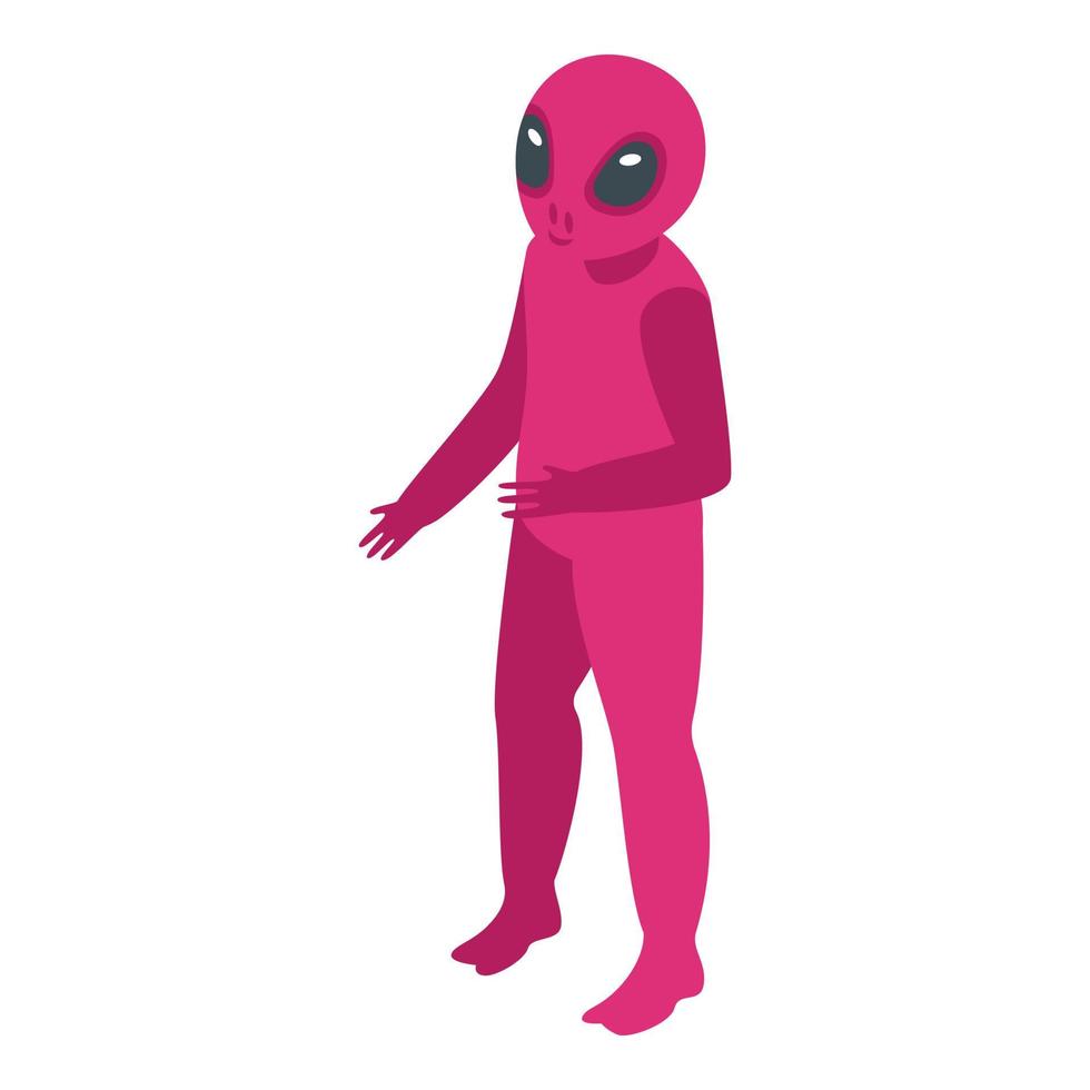 Pink alien icon isometric vector. Space monster vector