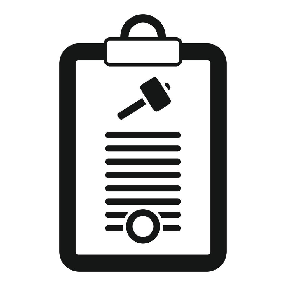 Auction clipboard icon simple vector. Judge process vector