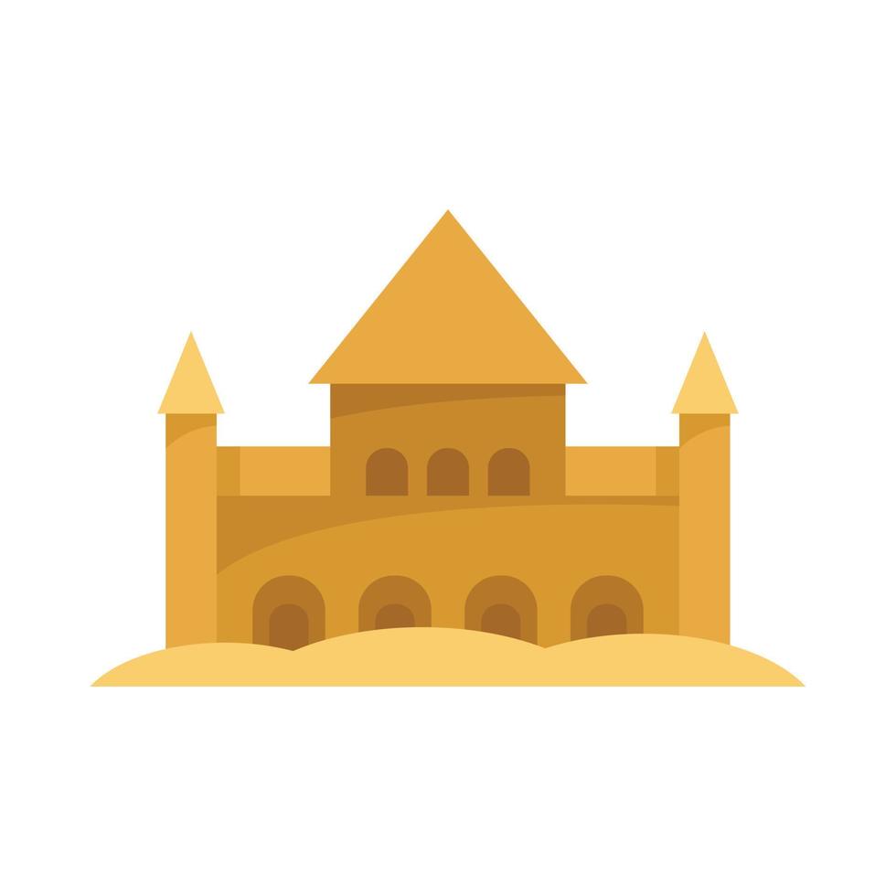 Sand castle fort icon flat isolated vector