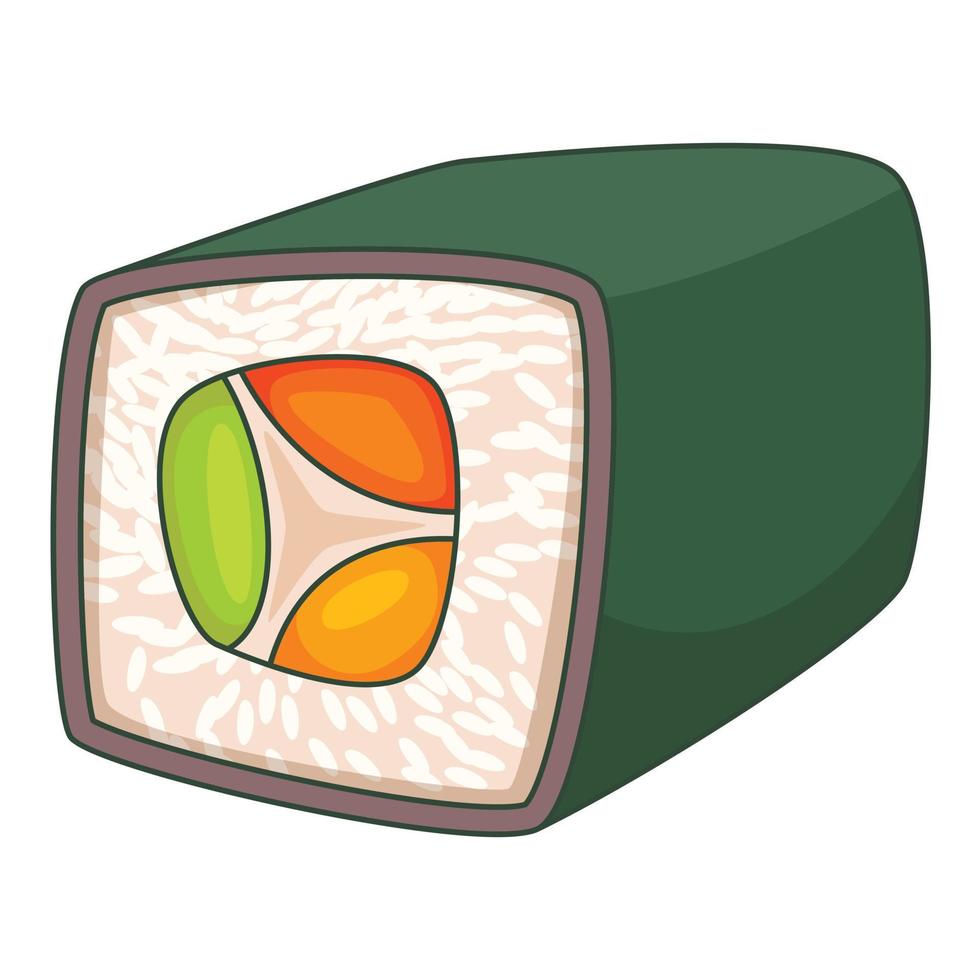 Japan sushi roll icon, cartoon style vector