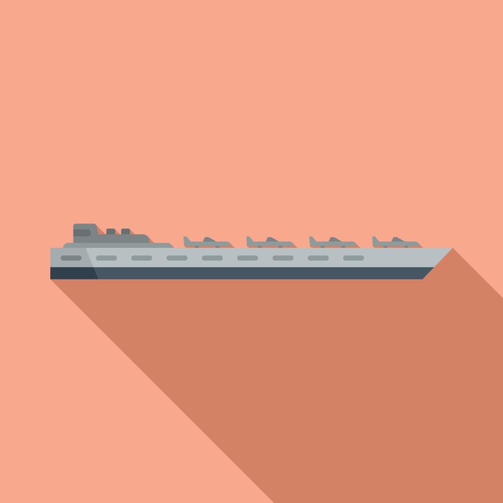 Aircraft carrier view icon flat vector. Navy ship vector