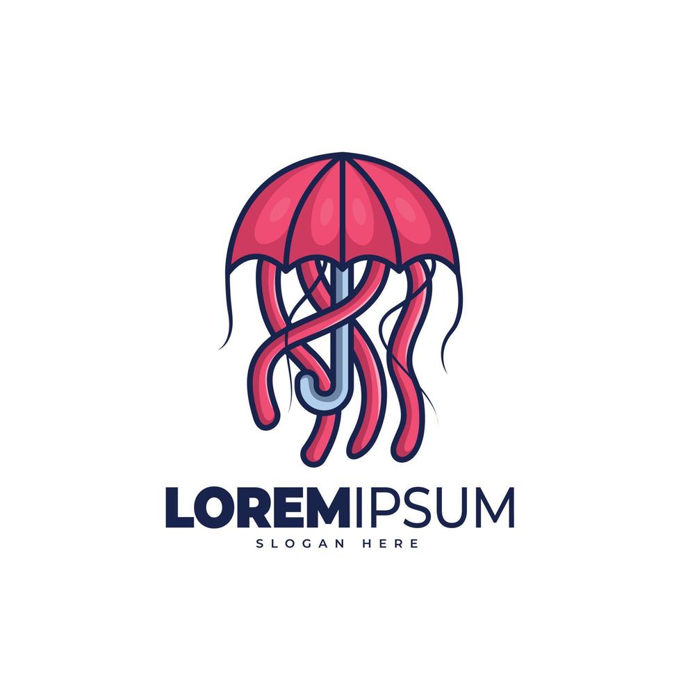 Jellyfish umbrella logo template vector