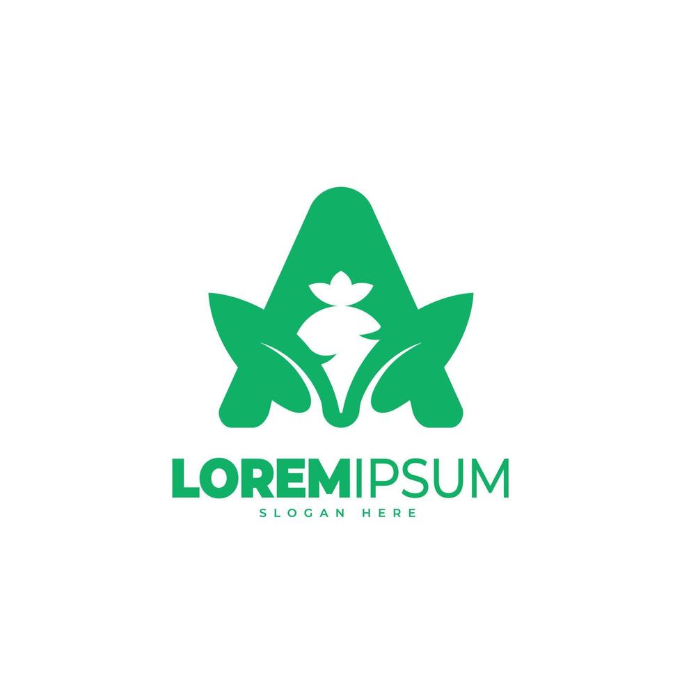 Farm logo template. Combined the letter a, carrot and leaf icon concept. Agriculture, vegetable logo design vector