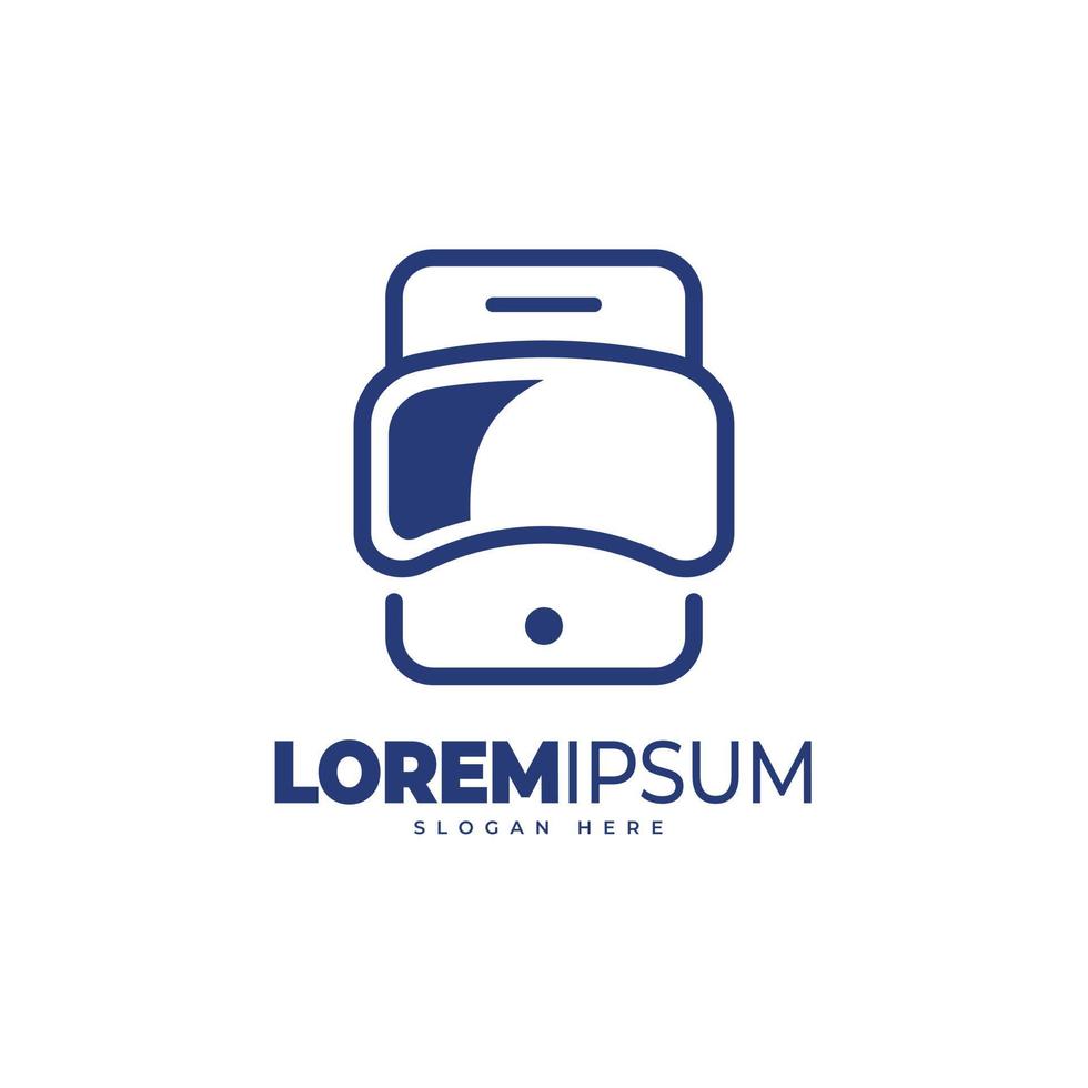 Virtual reality logo template. Smart vr logo with smartphone and vr glasses icon vector