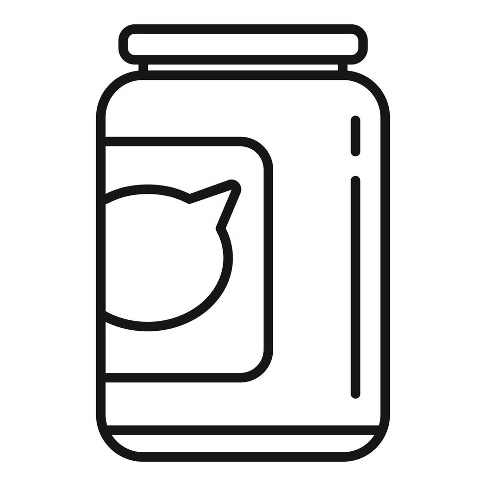 vector de contorno de icono de tarro de comida para gatos. cuenco de alimentación