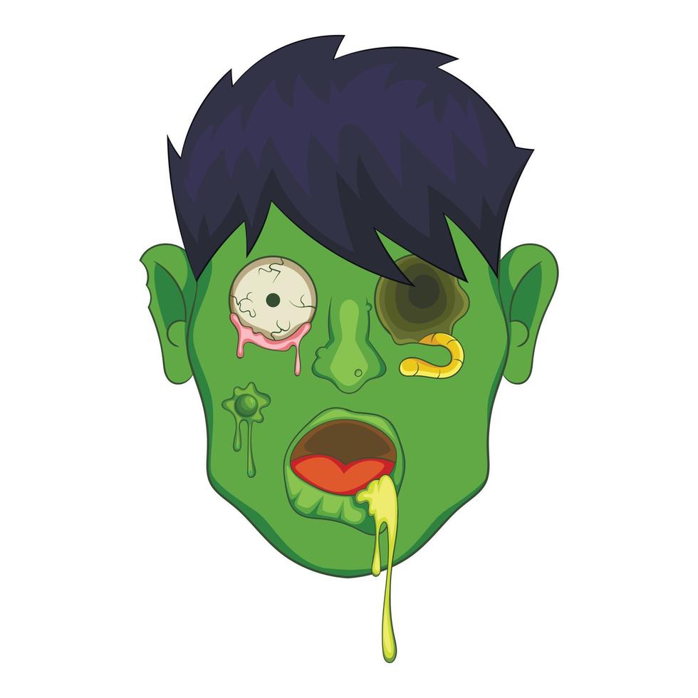 Zombie head icon, cartoon style vector