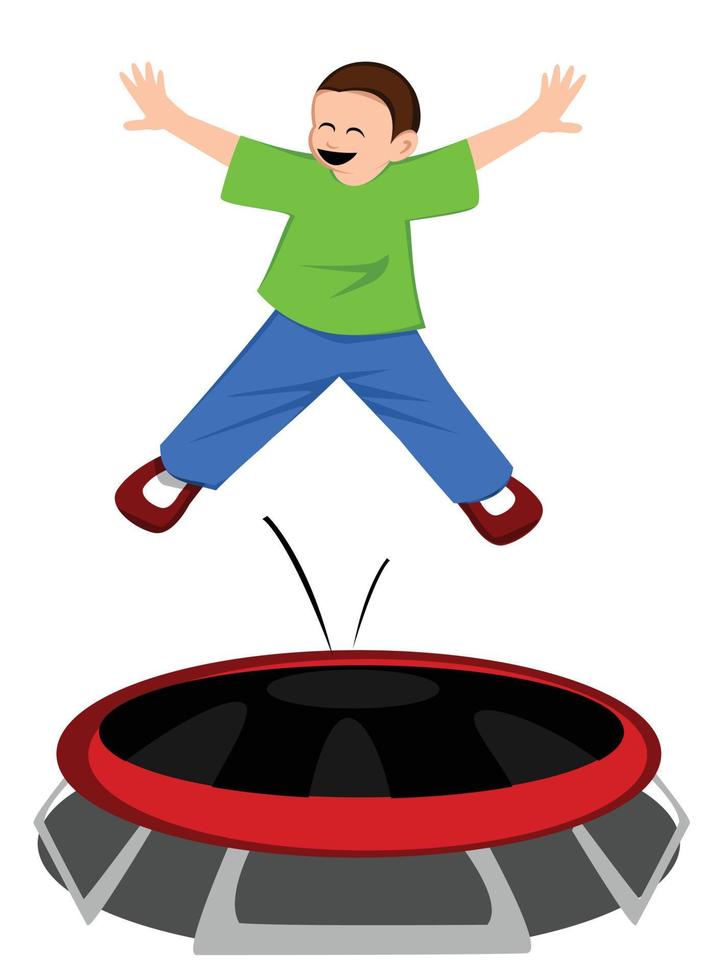 boy jumping in trampoline vector