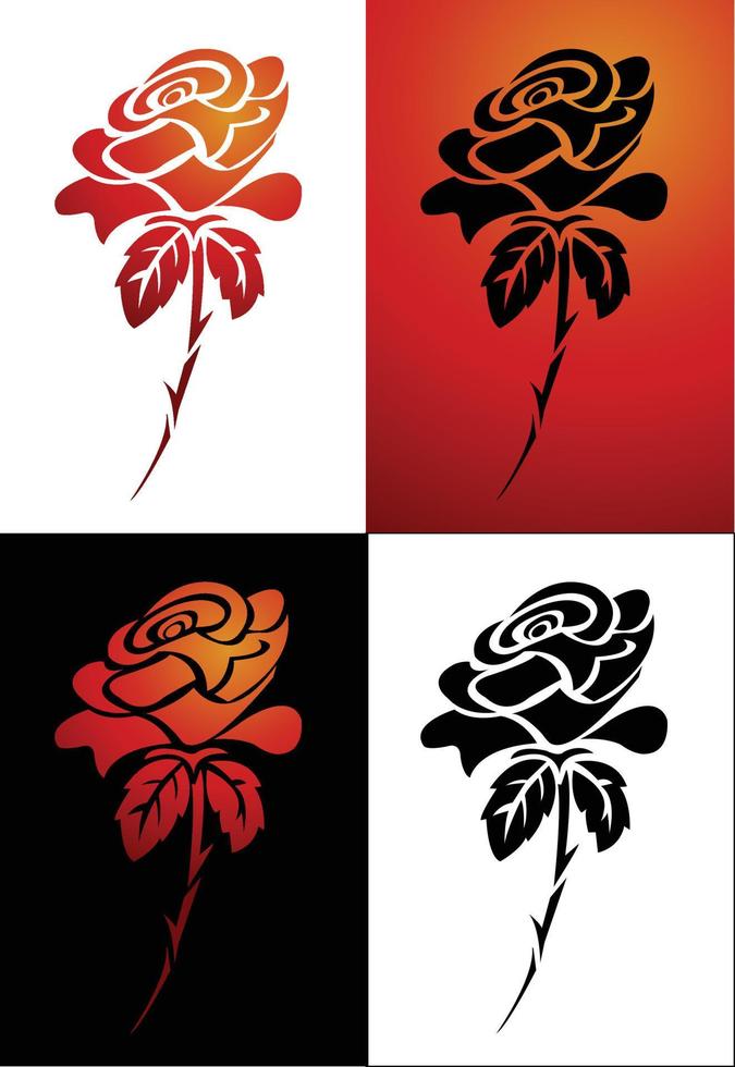 rosa, flor, vector, ilustración vector