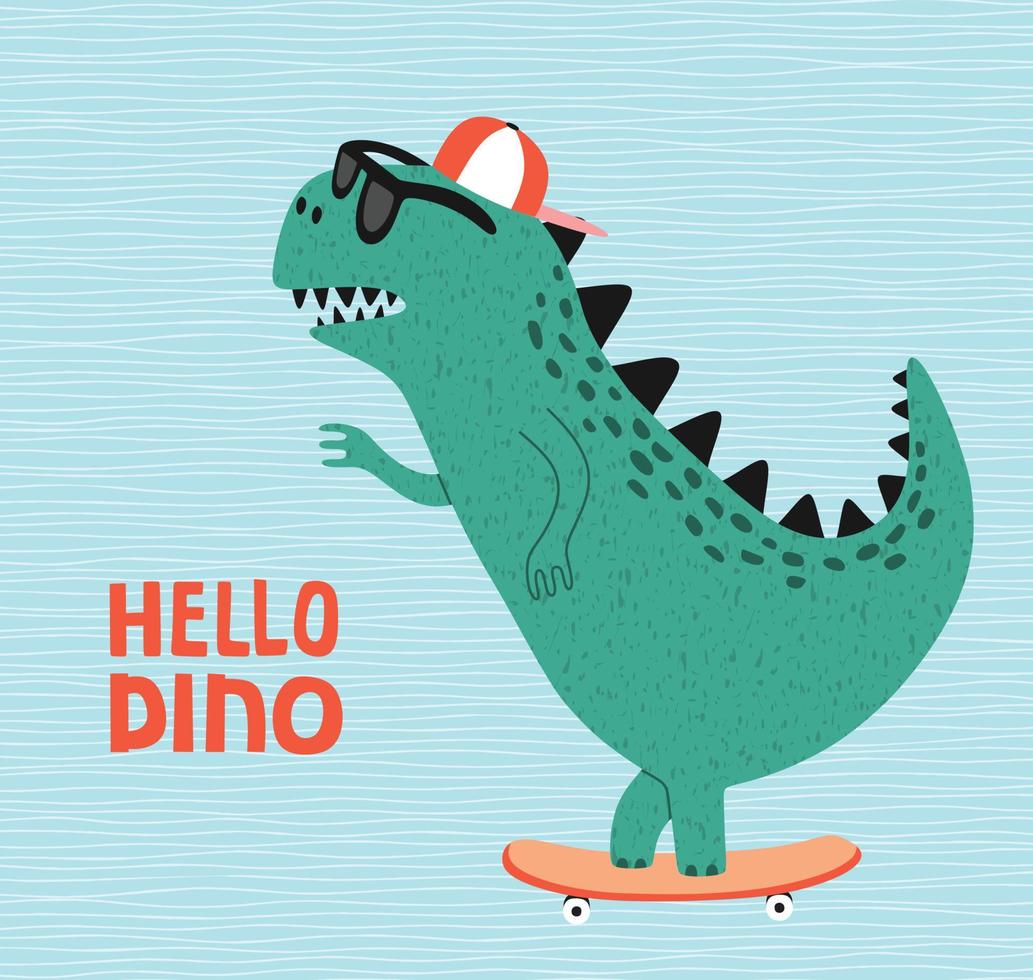 Hand drawing cute dinosaur for tee print. vector