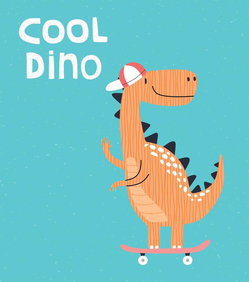 Hand drawing cute dinosaur for tee print. vector