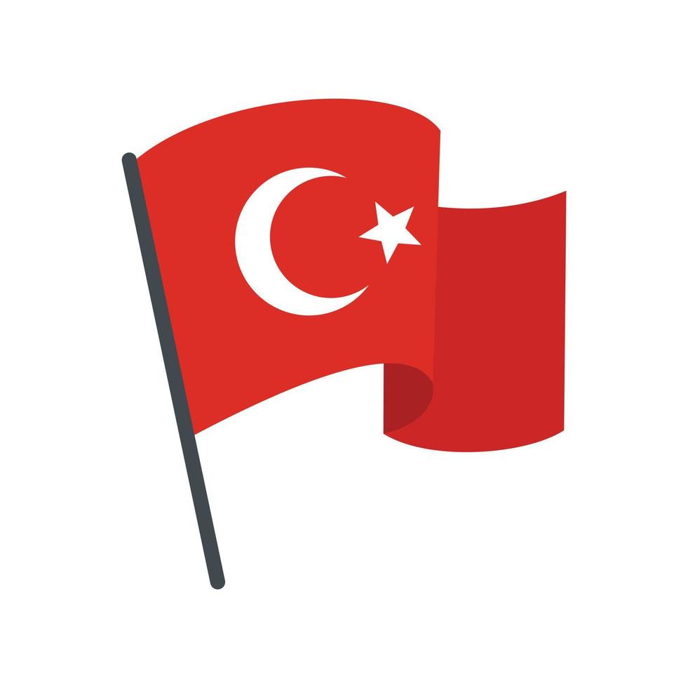 Turkey flag icon flat isolated vector