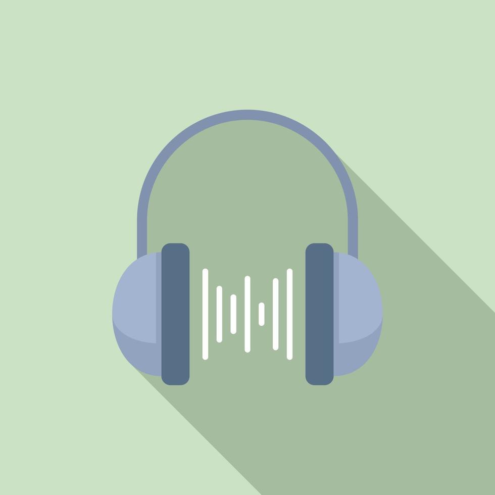 Headphones playlist icon flat vector. Music song vector