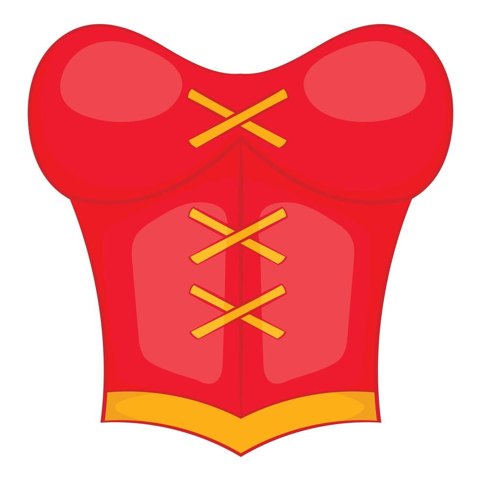 icono de corsé de mujer roja, estilo de dibujos animados vector