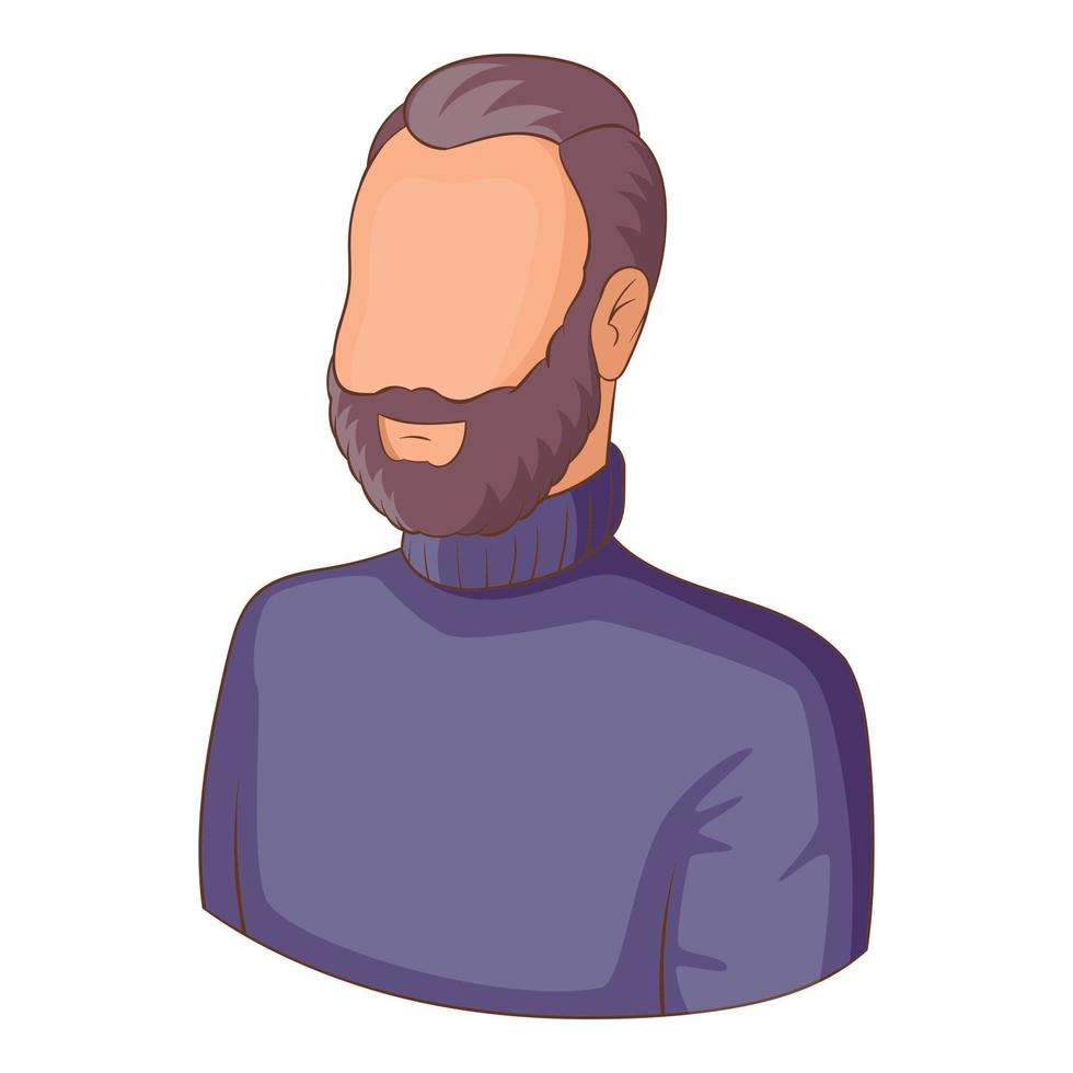 avatar, hombre, con, barba, icono, caricatura, estilo vector