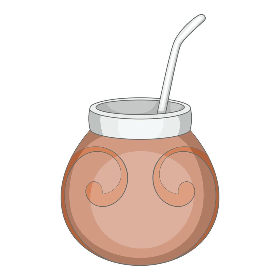 Chimarrao for mate or terere icon, cartoon style vector