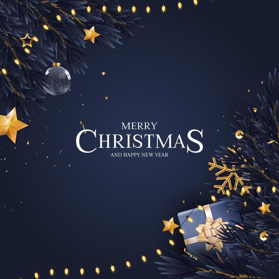 Merry Christmas and Happy New Year Greeting Card vector