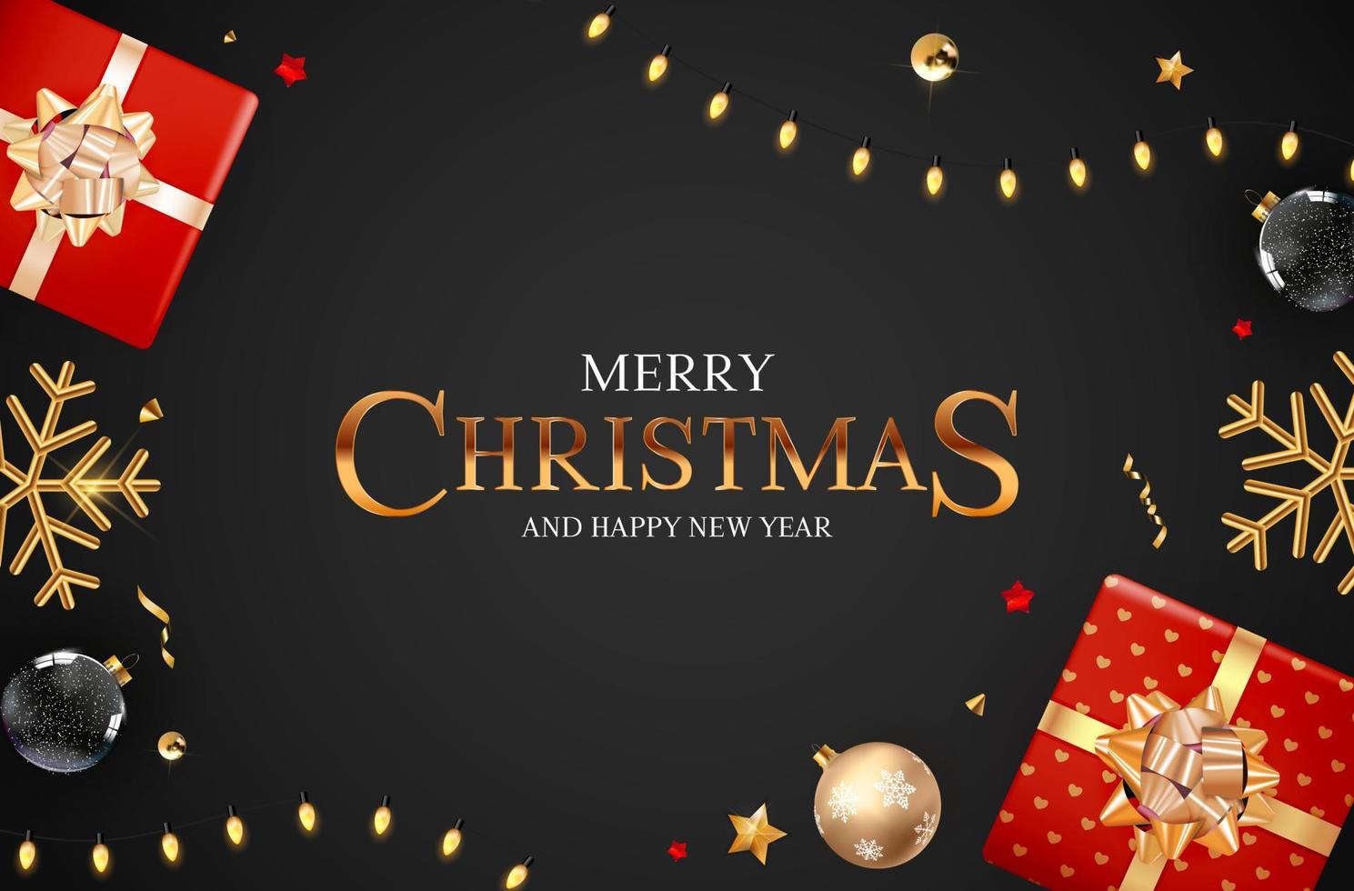 Merry Christmas and Happy New Year Greeting Card vector