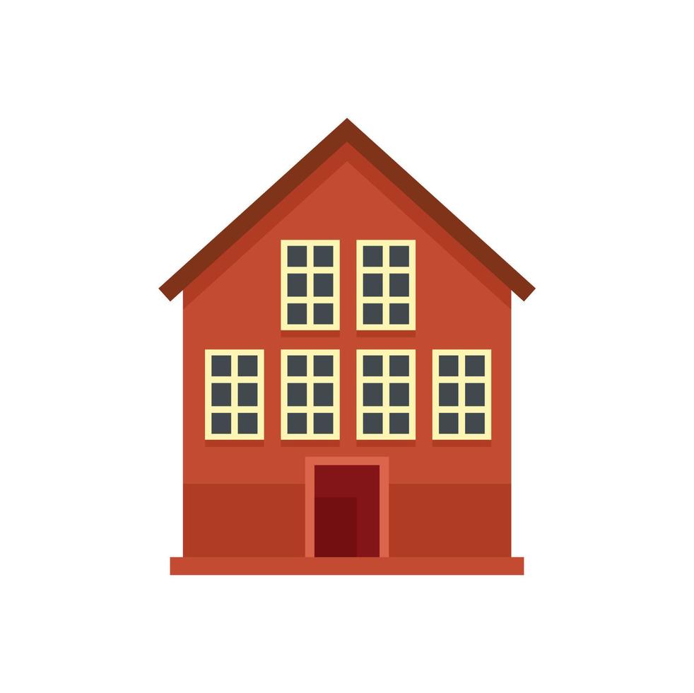 Wood swedish house icon flat isolated vector