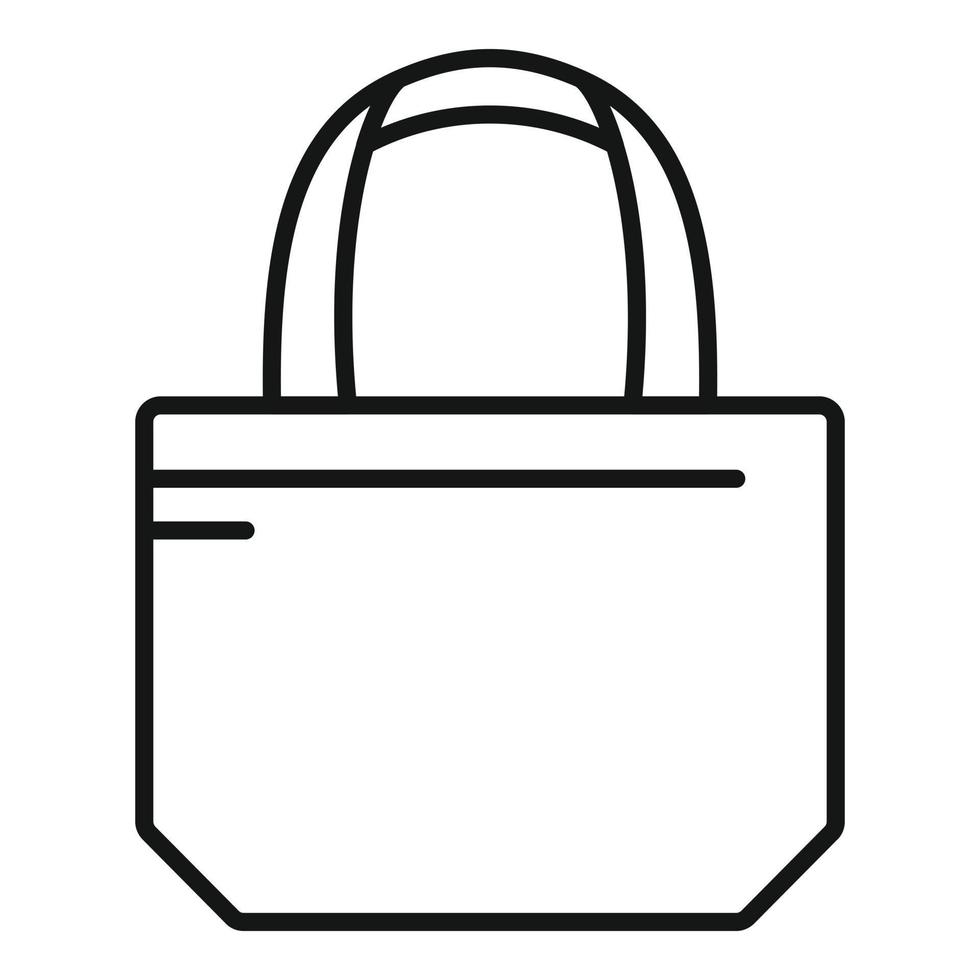 vector de contorno de icono de bolsa ecológica de algodón. mango de tela