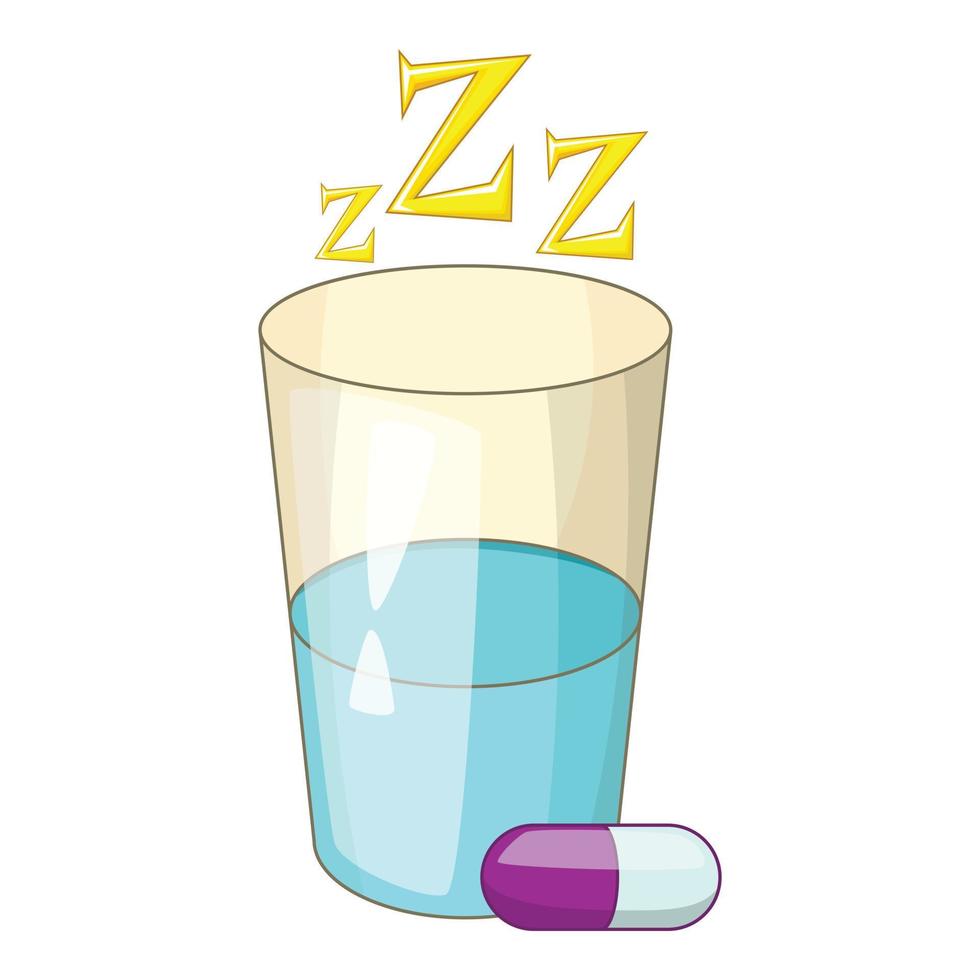 Sleeping pill icon, cartoon style vector
