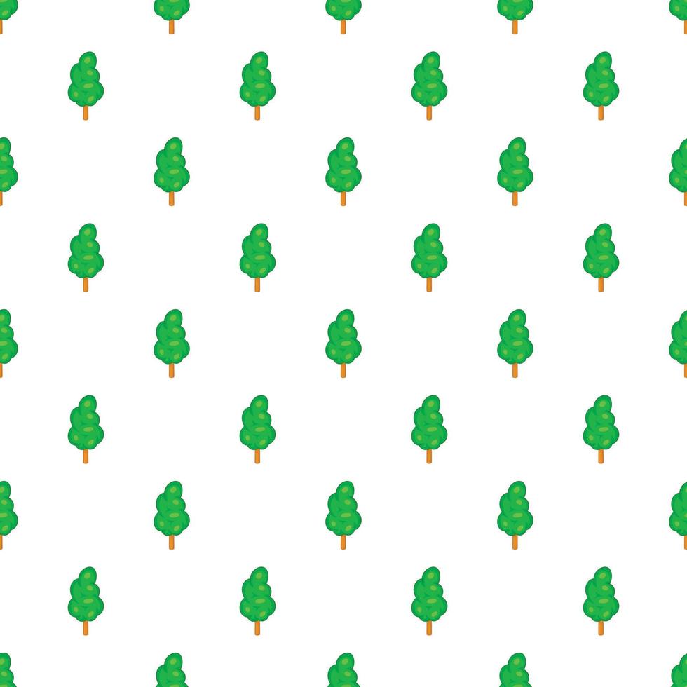 Green tree pattern, cartoon style vector