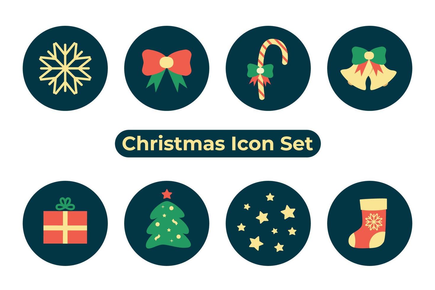 Christmas icons set. Vector illustration of New Year symbols.
