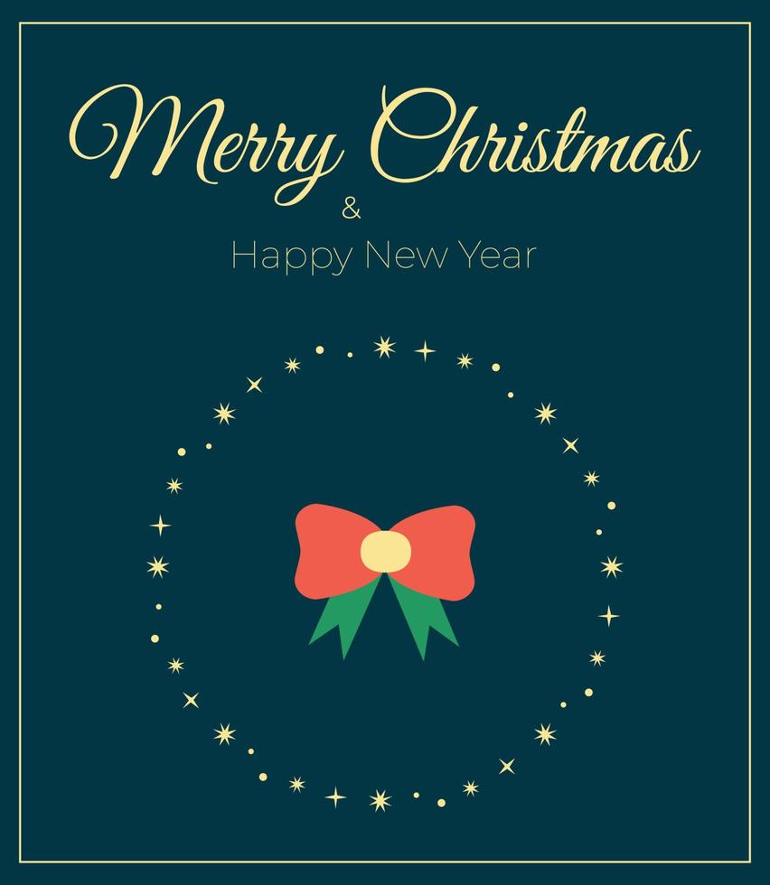 Merry Christmas and Happy New Year greeting card. Holiday text design. Vector illustration, poster.