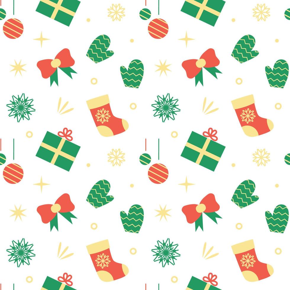 patrón sin costuras de navidad con caja de regalo. ilustración vectorial de elementos de año nuevo. papel de embalaje y diseño textil. vector