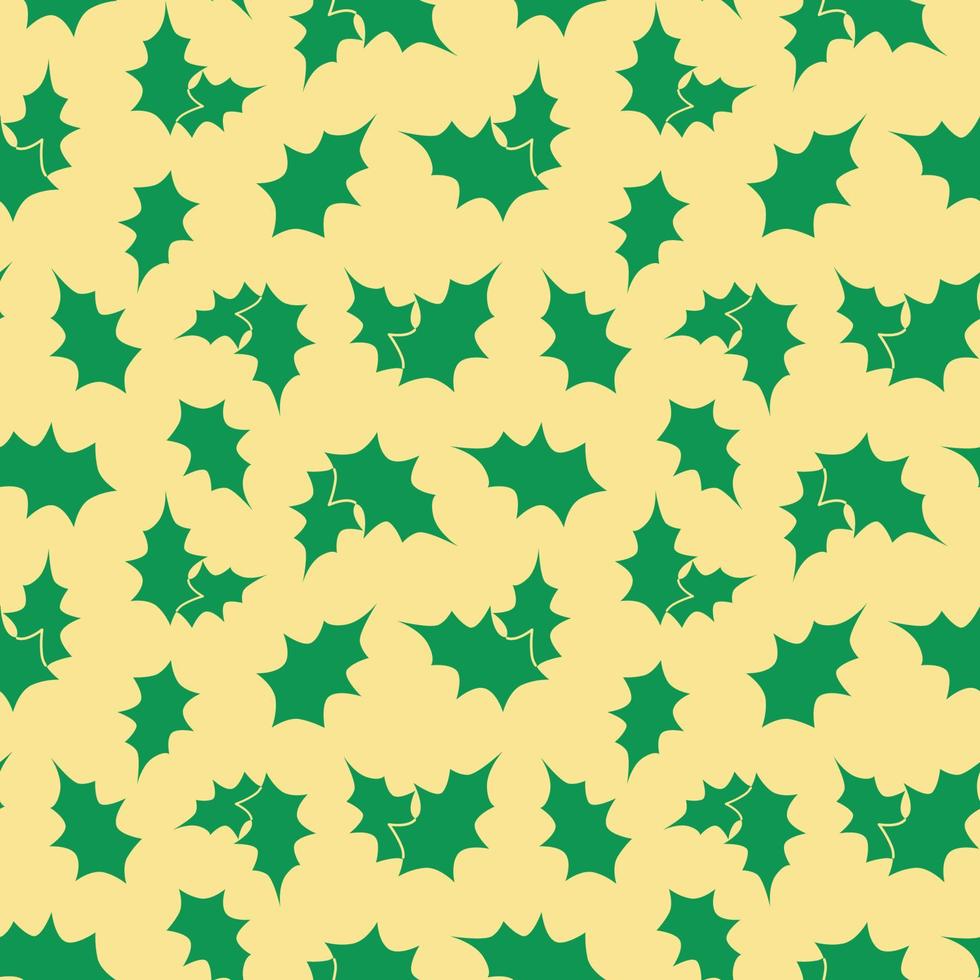 Seamless pattern with green poinsettia leaves. Vector illustration. Plant background.