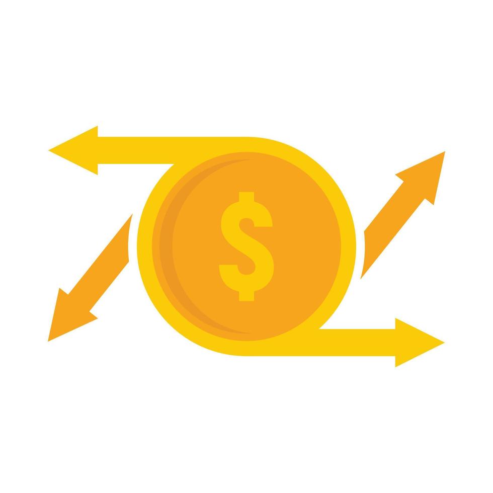 Coin money transfer icon flat isolated vector