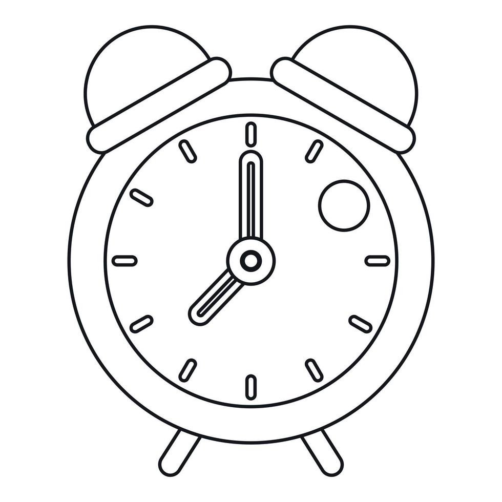 Retro alarm clock icon, outline style vector