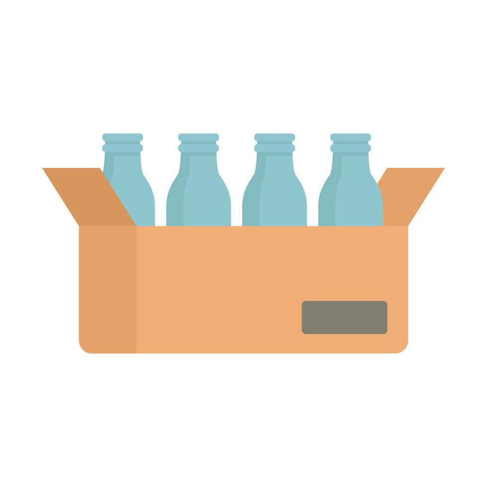 Milk bottle carton box icon flat isolated vector