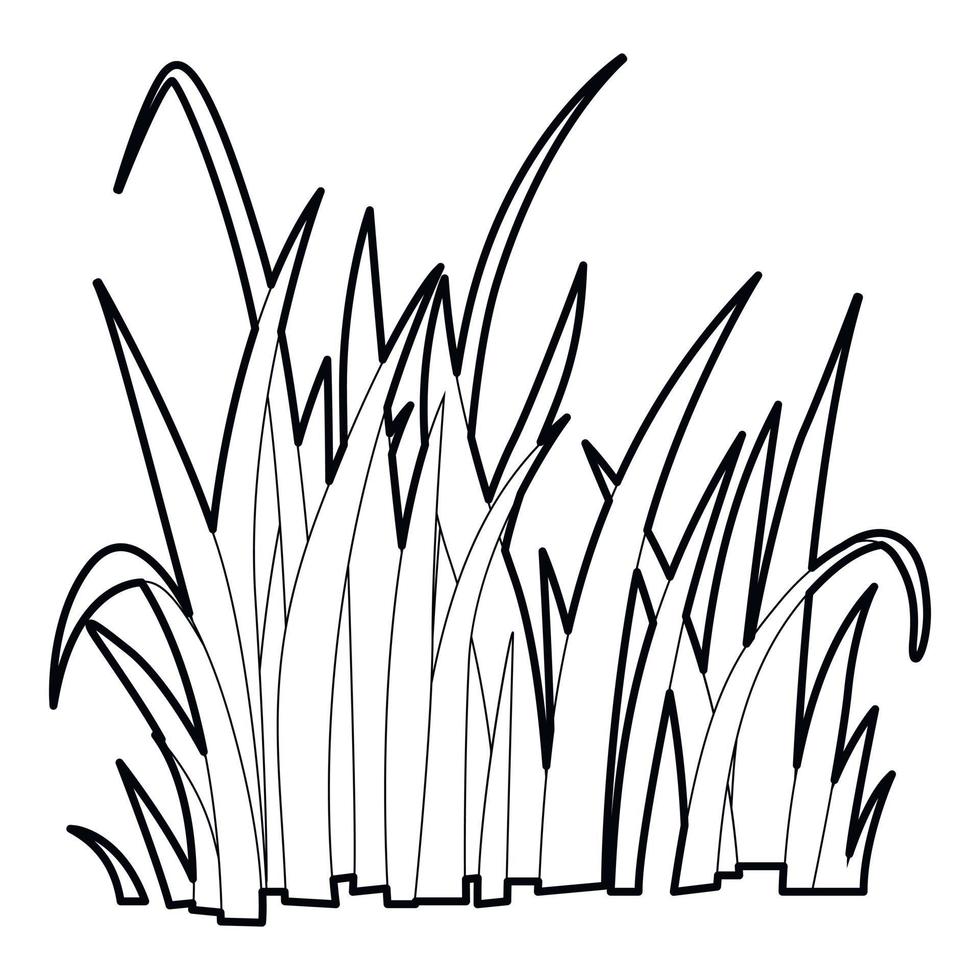 Grass icon, outline style vector