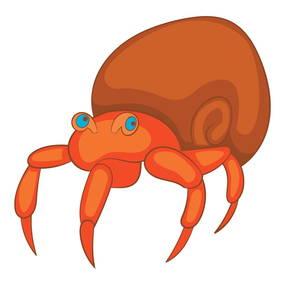 Hermit crab icon, cartoon style vector